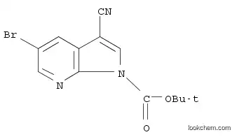 Molecular Structure of 1207625-55-5 (1H-Pyrrolo[2,3-b]pyridine-1-carboxylic acid, 5-bromo-3-cyano-, 1,1-dimethylethyl ester)